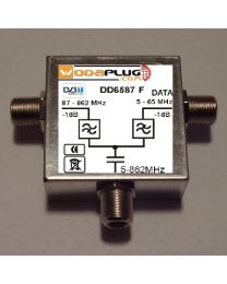 Wodaplug data passing thru Diplex filter 6587 3*F connectors, data / TV (DVBT)